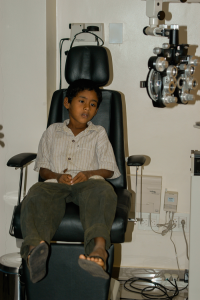 Boy in Eye Exam Chair